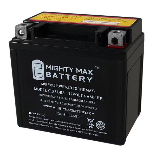 YTX5L-BS Replaces Honda CRF230F CRF250X, CRF150F, EZ90 Cub Aprilia RS, Mighty Max Battery, Mfr#: YTX5L-BS211705